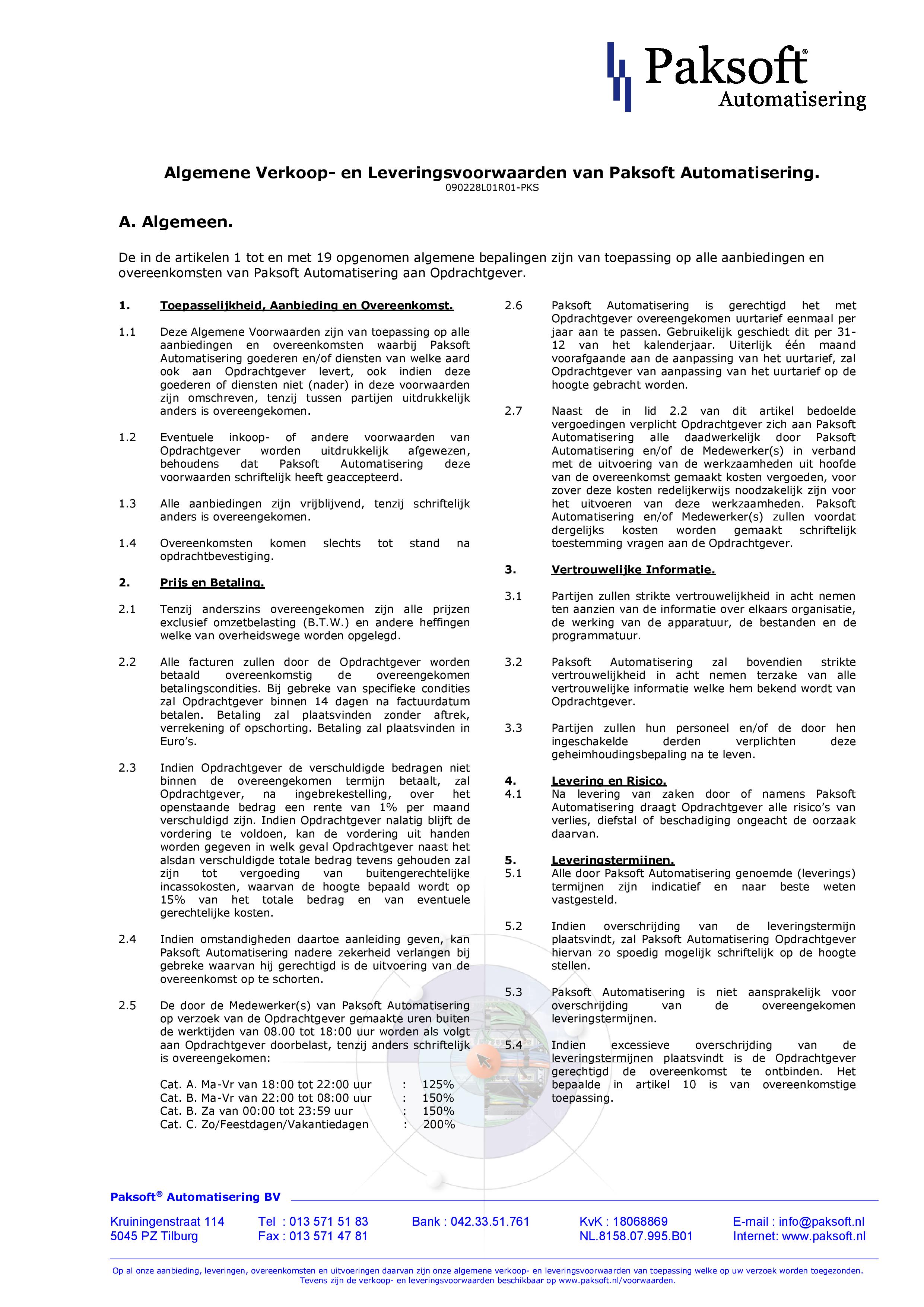 Leveringsvoorwaarden Pagina 1 - Check Point Partner Nederland - Paksoft